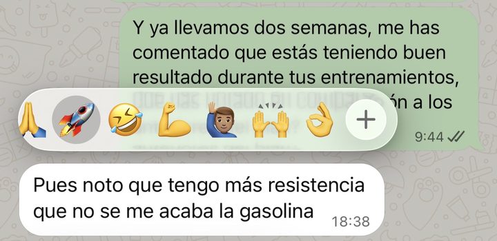 Mensaje de una clienta: «Pues noto que tengo más resistencia, que no se me acaba la gasolina».